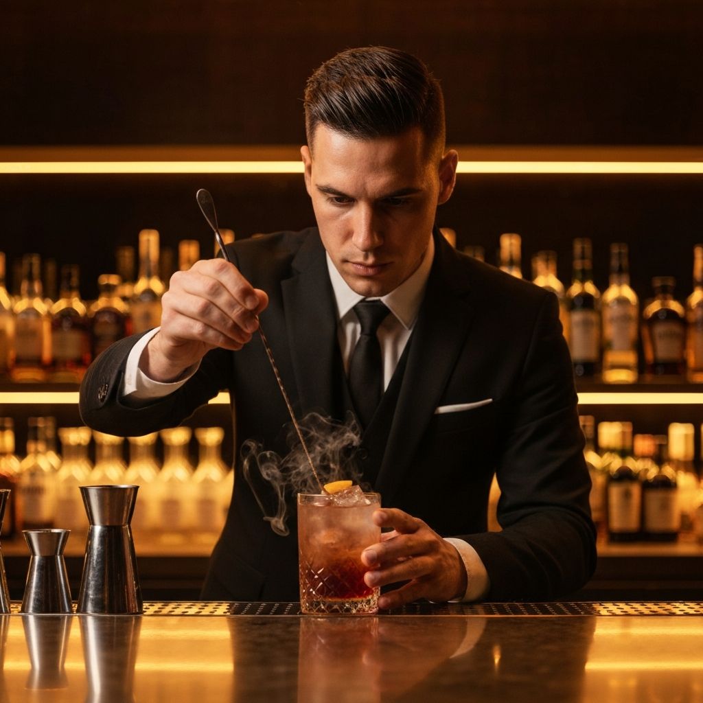 Professional bartender crafting a cocktail